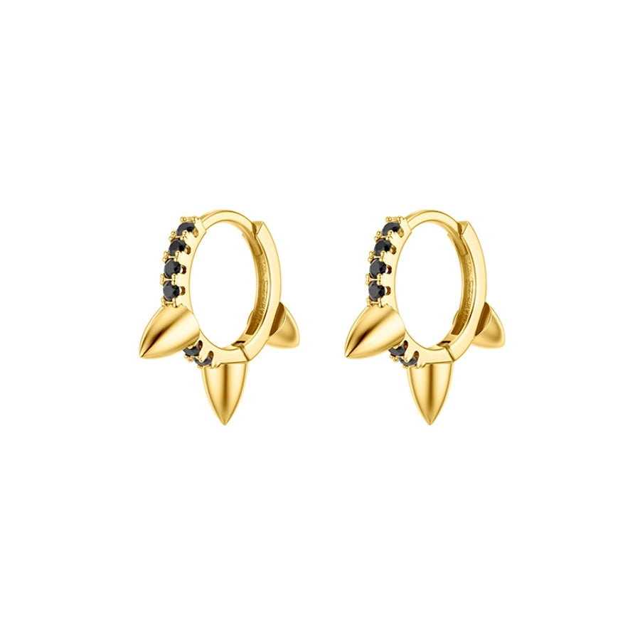 1 Pair IG Style Geometric Inlay Copper Zircon Gold Plated Earrings