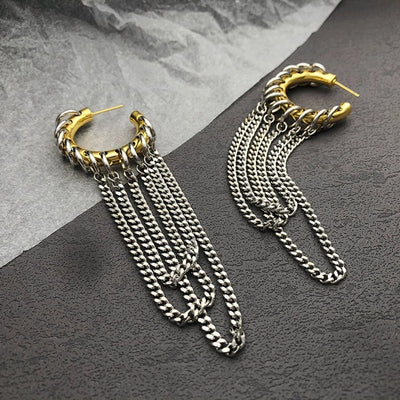 1 Pair Vintage Style Exaggerated Geometric chain Copper Earrings