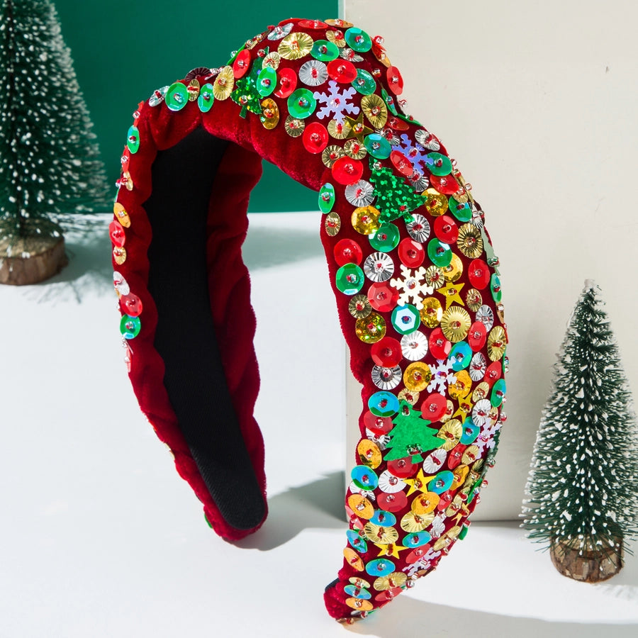 Christmas Classic Style Women's Christmas Tree Snowflake Alloy Sequins Hair Band