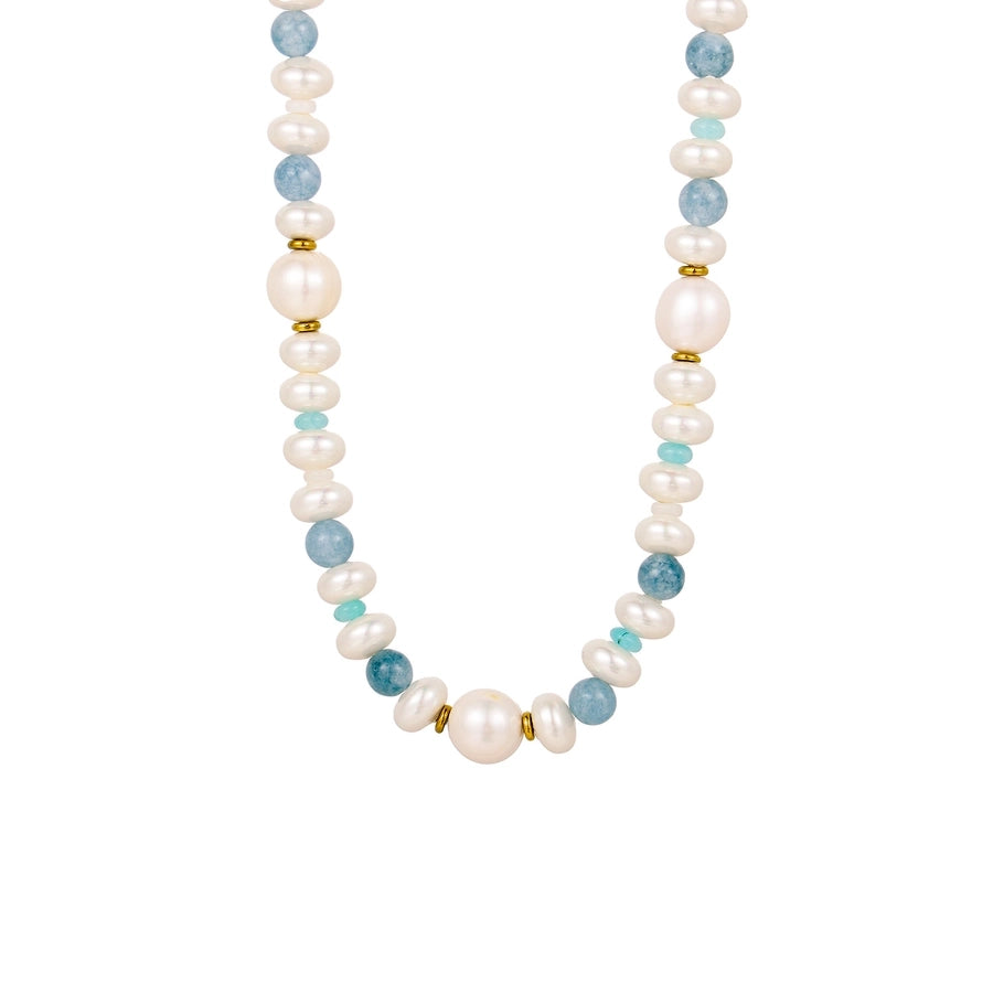 Jewelry Simple Style Bow Knot 304 Stainless Steel natural stone 18K Gold Plated Pendant Necklace