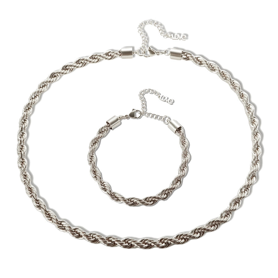 Jewelry Streetwear Twist 304 Stainless Steel Plating Bracelets Necklace