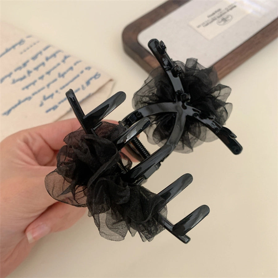 Women's Simple Style Classic Style Flower Gauze Inlay Rhinestones Hair Clip