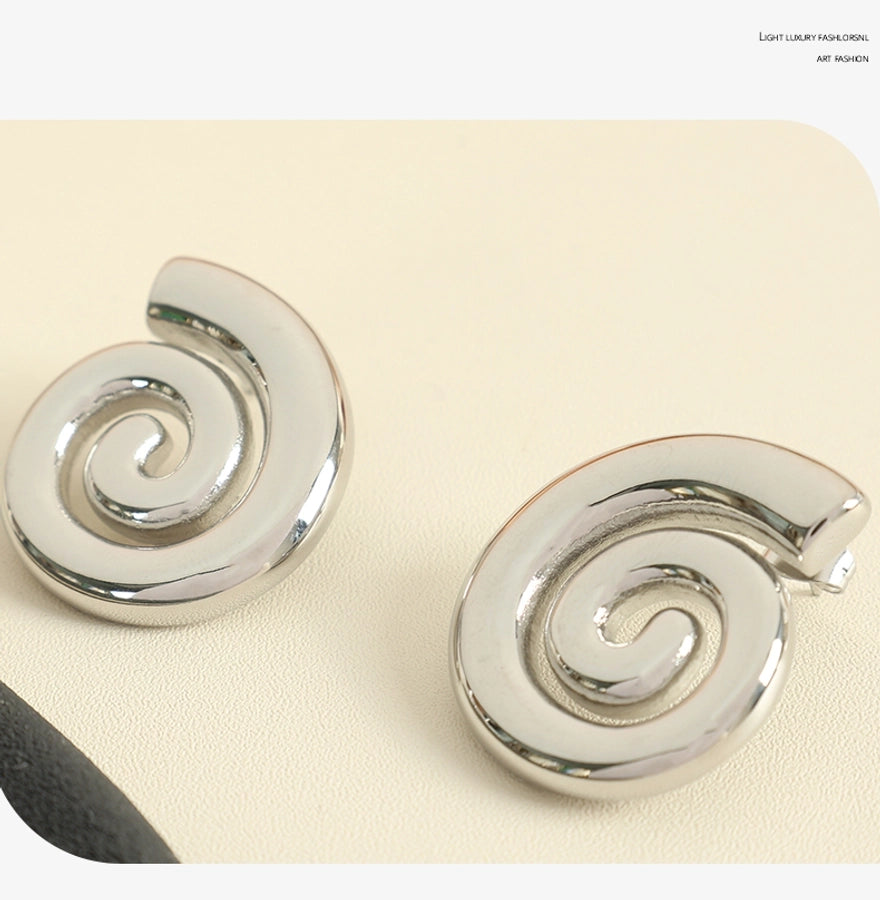 1 Pair Casual Retro Classic Style Swirl Pattern Polishing Plating 304 Stainless Steel 18K Gold Plated Ear Studs