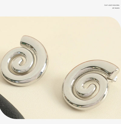 1 Pair Casual Retro Classic Style Swirl Pattern Polishing Plating 304 Stainless Steel 18K Gold Plated Ear Studs