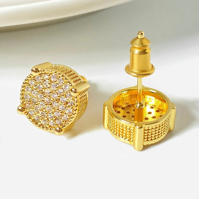 1 Pair Retro Geometric Plating Inlay Copper Zircon Zircon Ear Studs