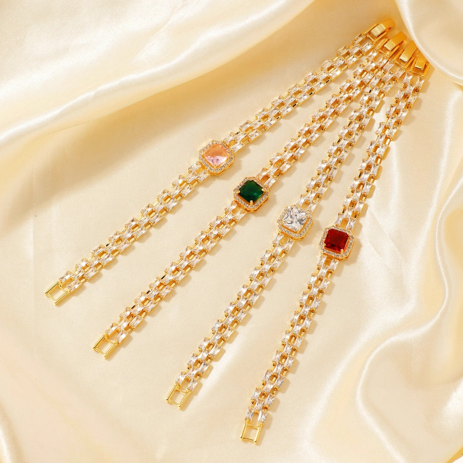 Copper K Gold Plated Inlay Water Droplets Zircon Bracelets