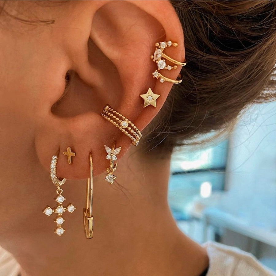 1 Pair Simple Style Cross Copper 24K Gold Plated Ear Studs