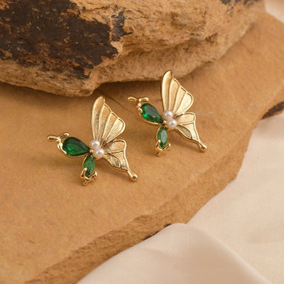 1 Pair Elegant Luxurious Shiny Butterfly 304 Stainless Steel 18K Gold Plated Ear Studs