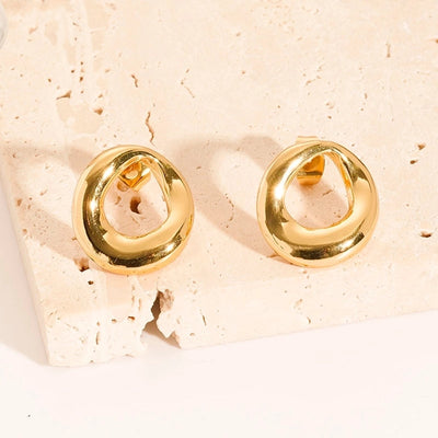 1 Pair Casual French Style Pentagram Round Heart Shape 304 Stainless Steel 18K Gold Plated Ear Studs