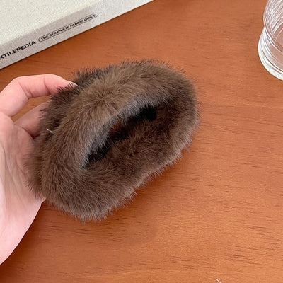 Korean Style Large Mink Fur Grip Women's New Autumn and Winter Hair Volume Shark  Former Red Hot Design Niche Barrettes