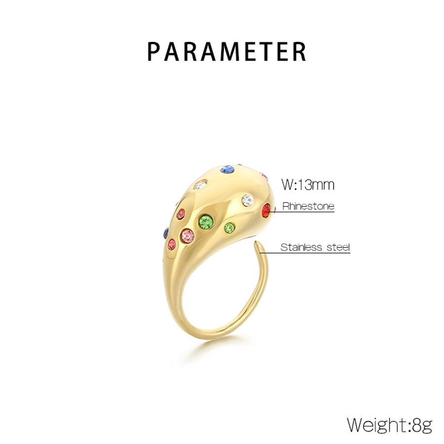 Jewelry Vintage Style Water Droplets 304 Stainless Steel 18K Gold Plated Open Rings