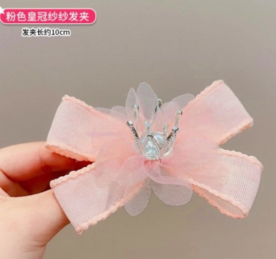 fashion crown gauze epoxy inlay rhinestones hair clip hair band 1 piece