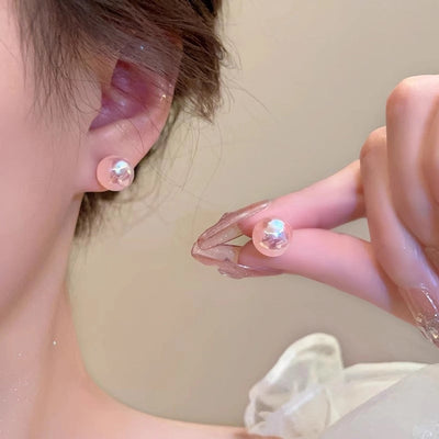 Pink Mermaid Ji Pearl Earrings  New Trendy Niche Design Sense Earrings Light Luxury Internet Celebrity Fashion Earrings