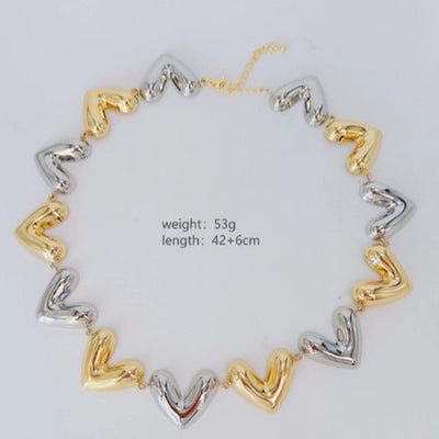 Retro Streetwear Heart Shape Copper  Necklace