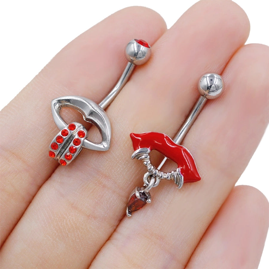 1 Piece Lip Rings Sexy Classic Style Heart Shape Smile Face Butterfly Pure Titanium Titanium Alloy Epoxy Plating Acrylic Rhinestones Glass White Gold Plated Belly Rings