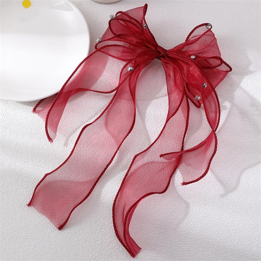 women's sweet solid color bow knot cloth hair clip