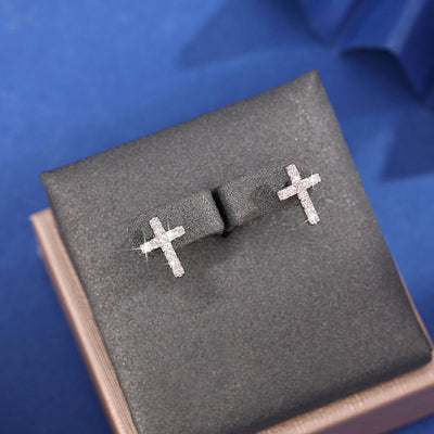 1 Pair Hip-Hop Simple Style Cool Style Cross Copper Zircon Imitation Gold  Ear Studs