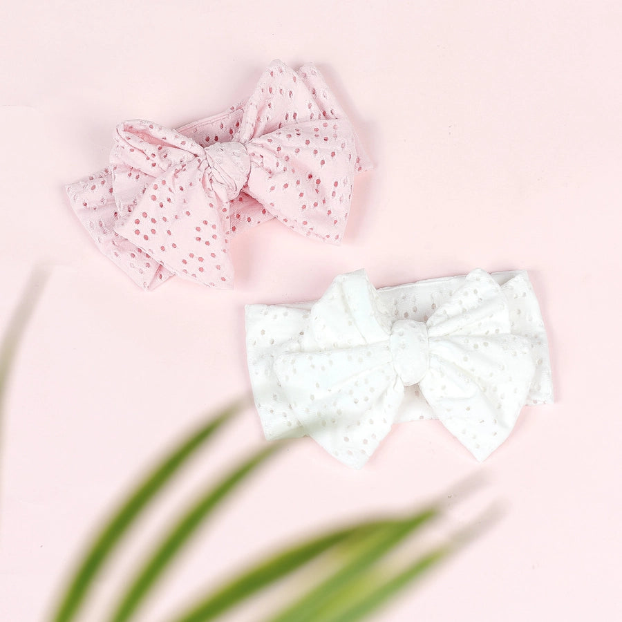 pastoral polka dots cloth bowknot hollow out hair band
