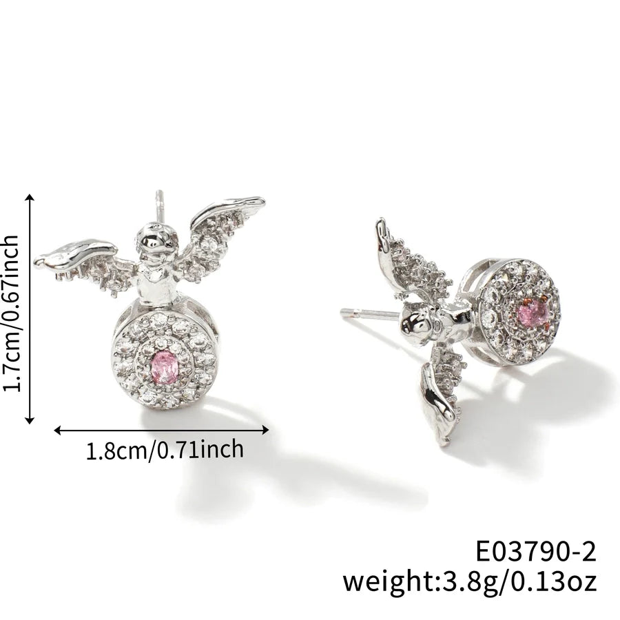 1 Pair Elegant Glam Shiny Geometric Inlay Copper Zircon K Gold Plated Rhodium Plated Drop Earrings