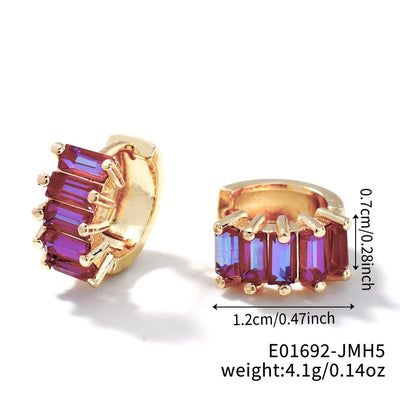 1 Pair Casual Glam Shiny Solid Color Inlay Copper Zircon K Gold Plated Rhodium Plated Ear clip