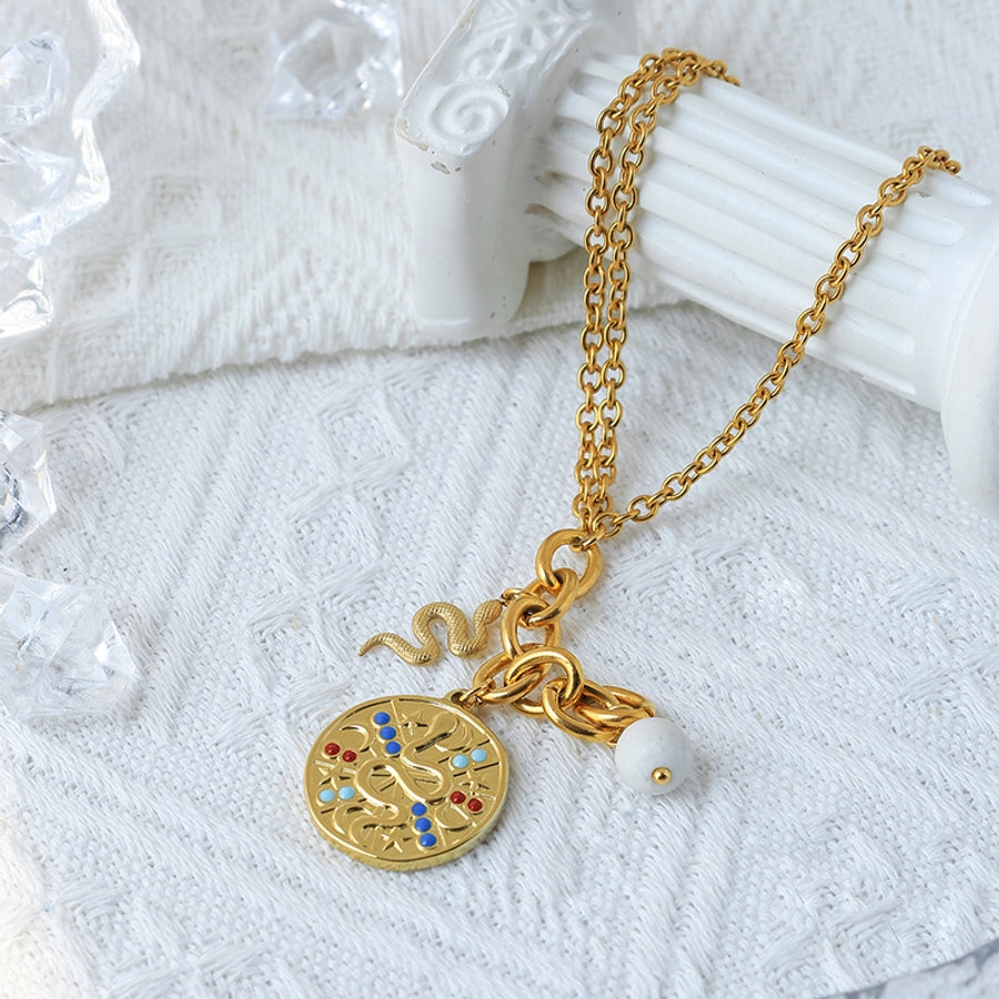 Casual Simple Style Round Snake 304 Stainless Steel 14K Gold Plated Bracelets In Bulk