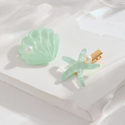Women's Beach Sweet Starfish Shell Alloy Resin Inlay Pearl Hair Clip