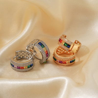 1 Pair Simple Style Cool Style Shiny Geometric Inlay Copper Zircon K Gold Plated Rhodium Plated Earrings