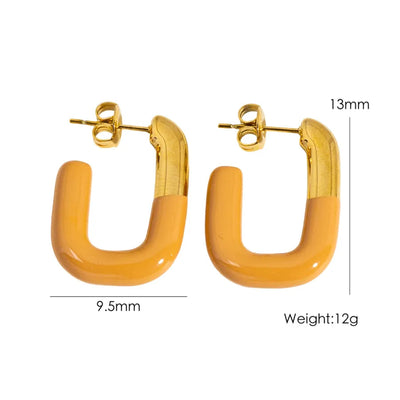 1 Pair IG Style Sweet Simple Style U Shape Enamel 304 Stainless Steel 14K Gold Plated Ear Studs