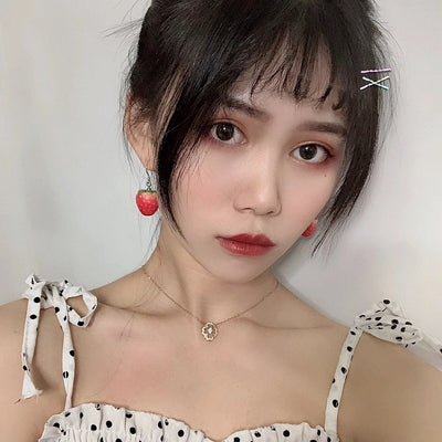 Cute age-reducing ~ 925 silver needle small strawberry earrings female temperament   sweet earrings live