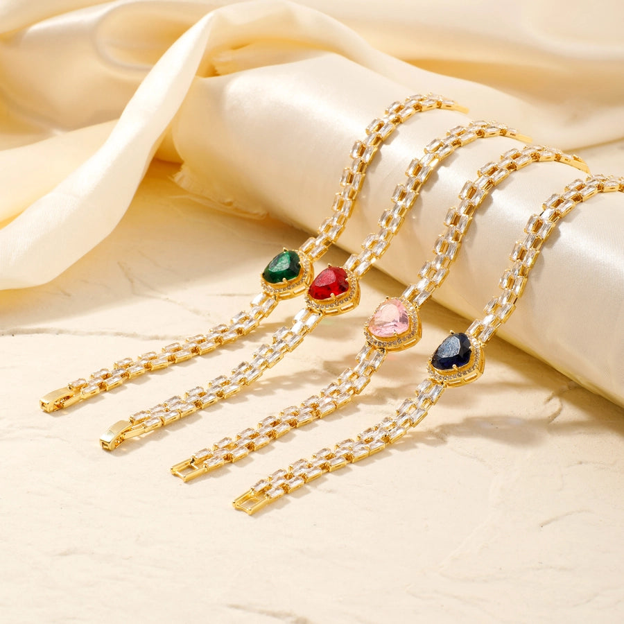 Copper K Gold Plated Inlay Water Droplets Zircon Bracelets