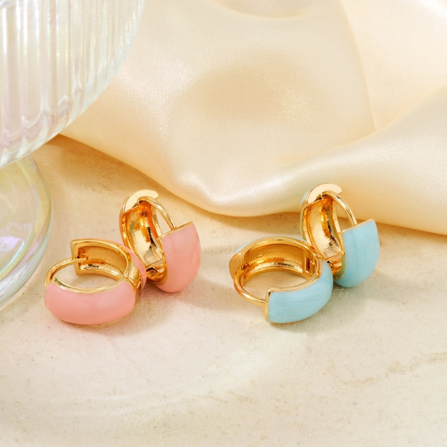 1 Pair Elegant Simple Style Shiny Round Inlay Copper Resin K Gold Plated Earrings