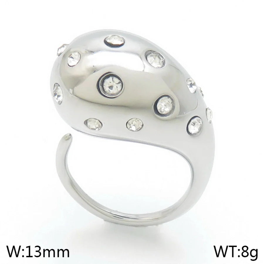 Jewelry Vintage Style Water Droplets 304 Stainless Steel 18K Gold Plated Open Rings