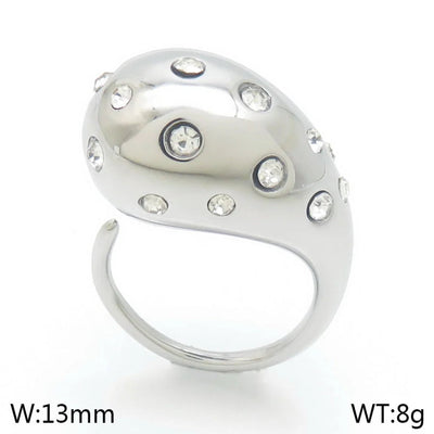 Jewelry Vintage Style Water Droplets 304 Stainless Steel 18K Gold Plated Open Rings