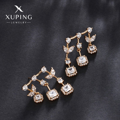 1 Pair Glam Luxurious Geometric Plating Copper Artificial Gemstones 18K Gold Plated Drop Earrings