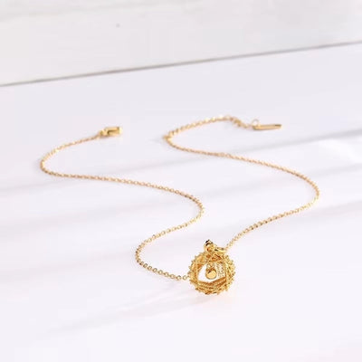 304 Stainless Steel Copper 18K Gold Plated Hollow Out Dreamcatcher Solid Color Pendant Necklace