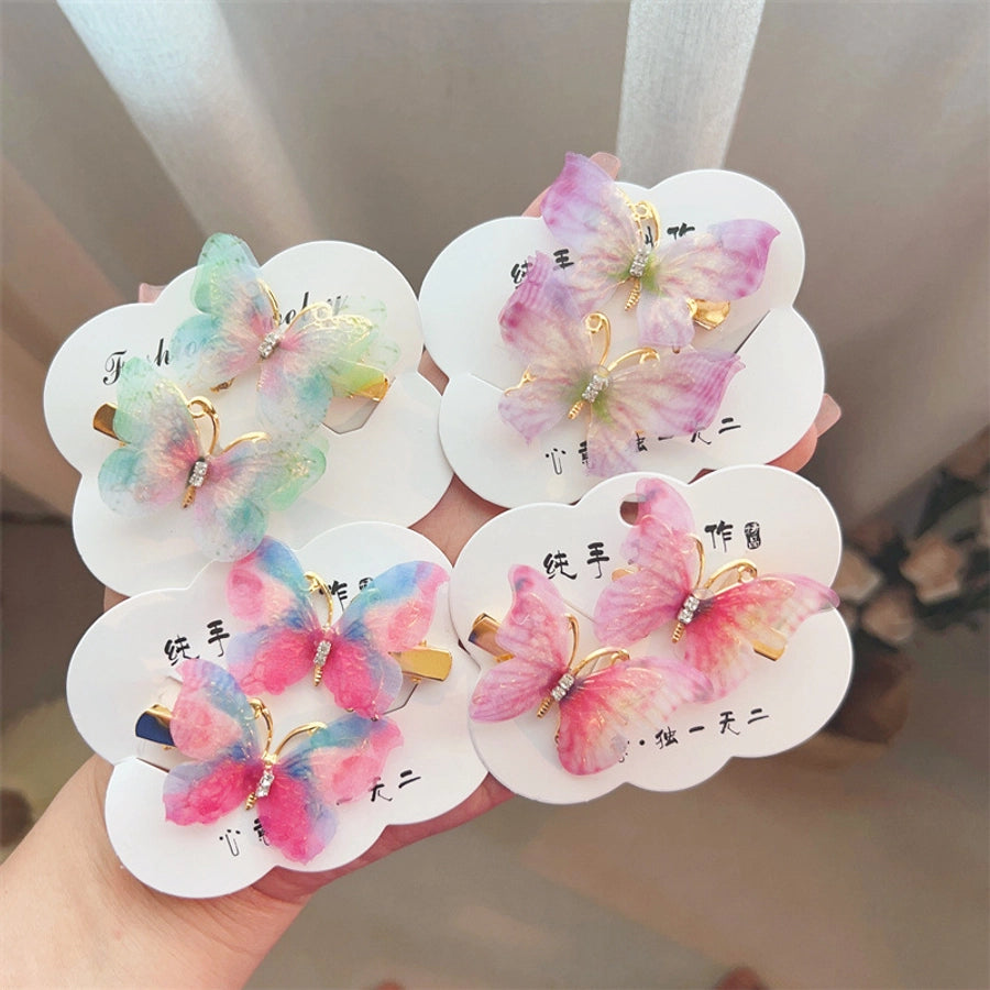fairy style gradient color butterfly plastic resin rhinestone hair clip