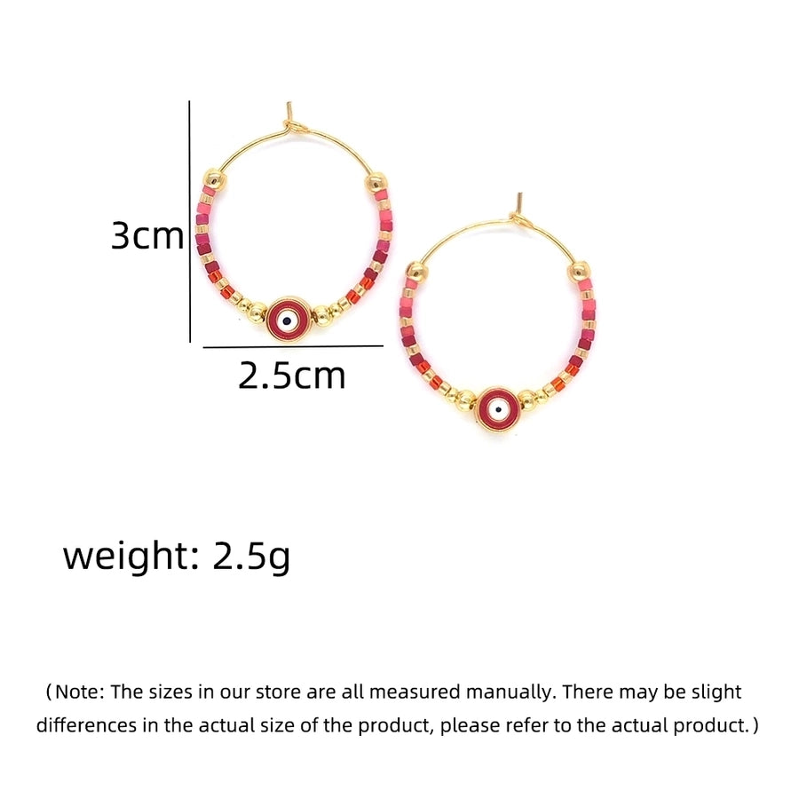 1 Pair IG Style Devil's Eye Beaded Copper Earrings