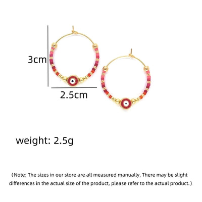 1 Pair IG Style Devil's Eye Beaded Copper Earrings