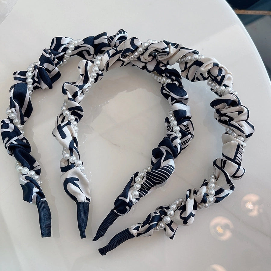 Women's Elegant Geometric Imitation Pearl Cloth Handmade Hair Band