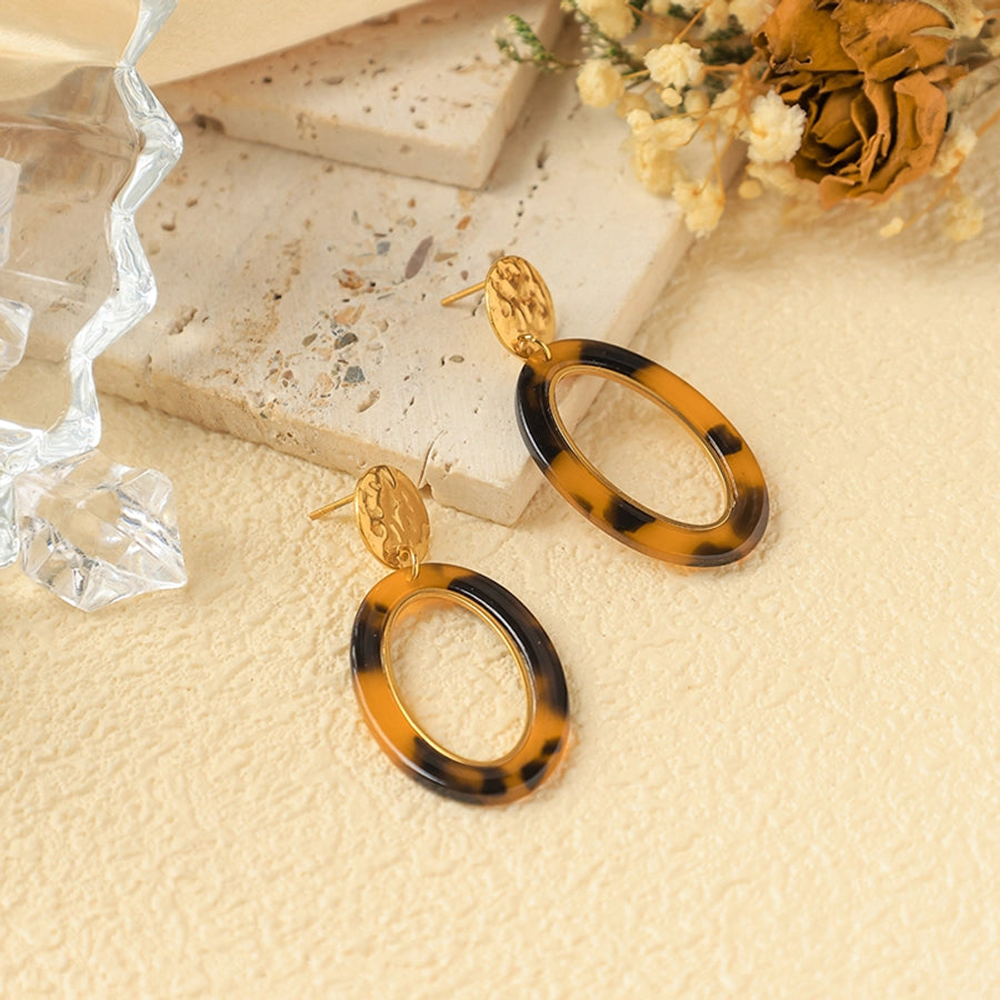 1 Pair Preppy Style Vacation Streetwear Geometric Plating Hollow Out 304 Stainless Steel Arylic 14K Gold Plated Drop Earrings