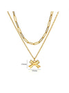 Jewelry Elegant Streetwear Bow Knot 304 Stainless Steel Plating Double Layer Necklaces