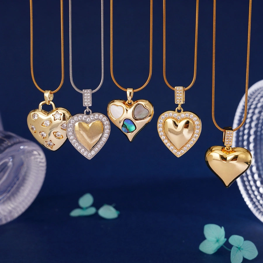 304 Stainless Steel Copper Heart Shape Pendant Necklace