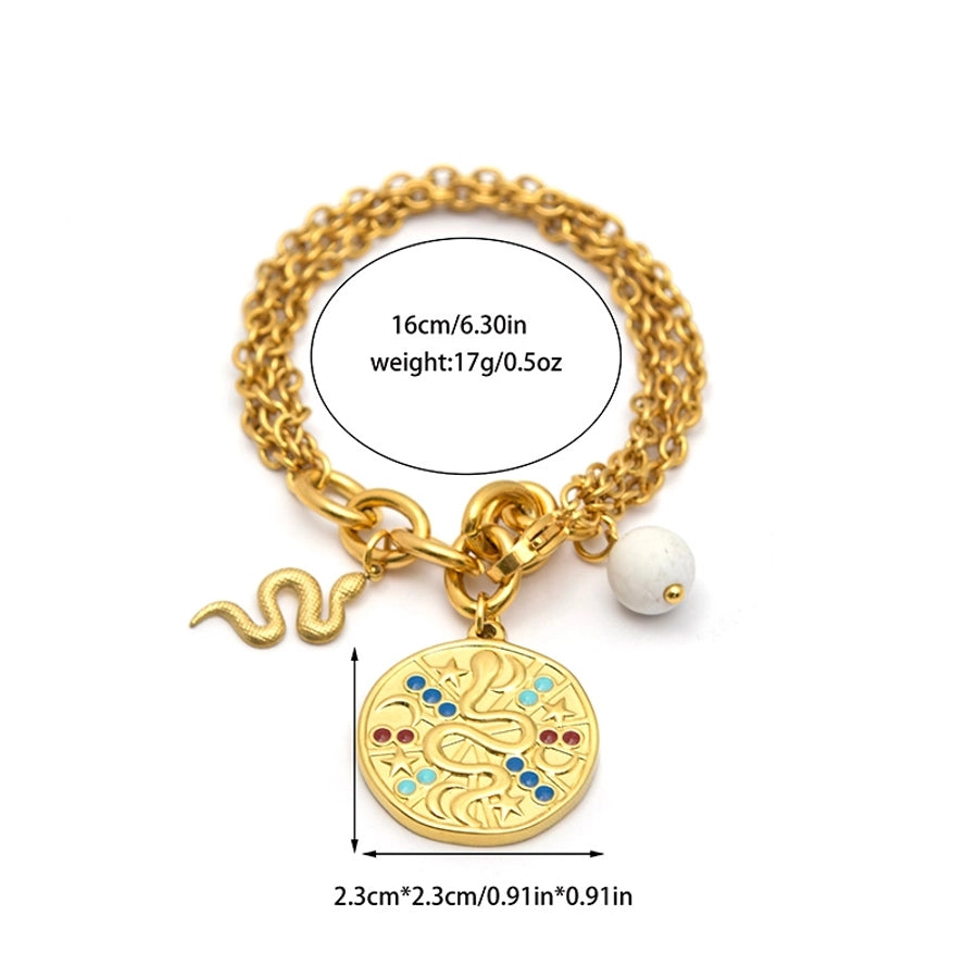 Casual Simple Style Round Snake 304 Stainless Steel 14K Gold Plated Bracelets In Bulk