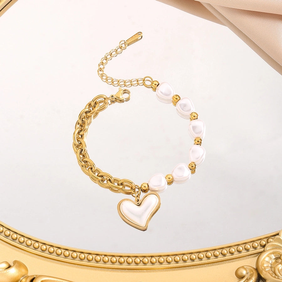 Jewelry Simple Style Classic Style Heart Shape Titanium Steel Bracelets Necklace