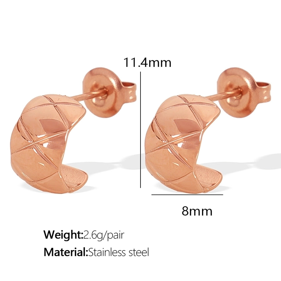 1 Pair IG Style Elegant Commute C Shape Argyle Polishing Plating 304 Stainless Steel 18K Gold Plated Ear Studs