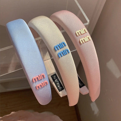 Macaron Color Series Letters Headband Satin High Skull Top Small Fresh Headband Face Wash Hair Pressing Hairpin Hair Accessories Headwear