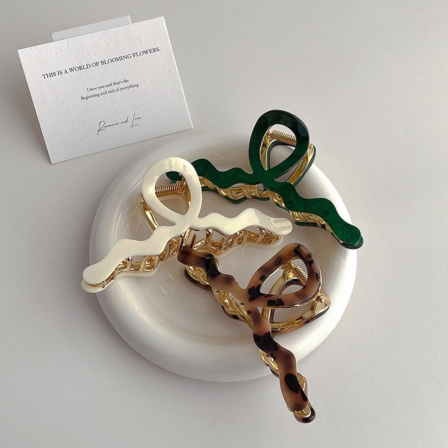 vintage style color block waves alloy acetic acid sheets plating hair claws