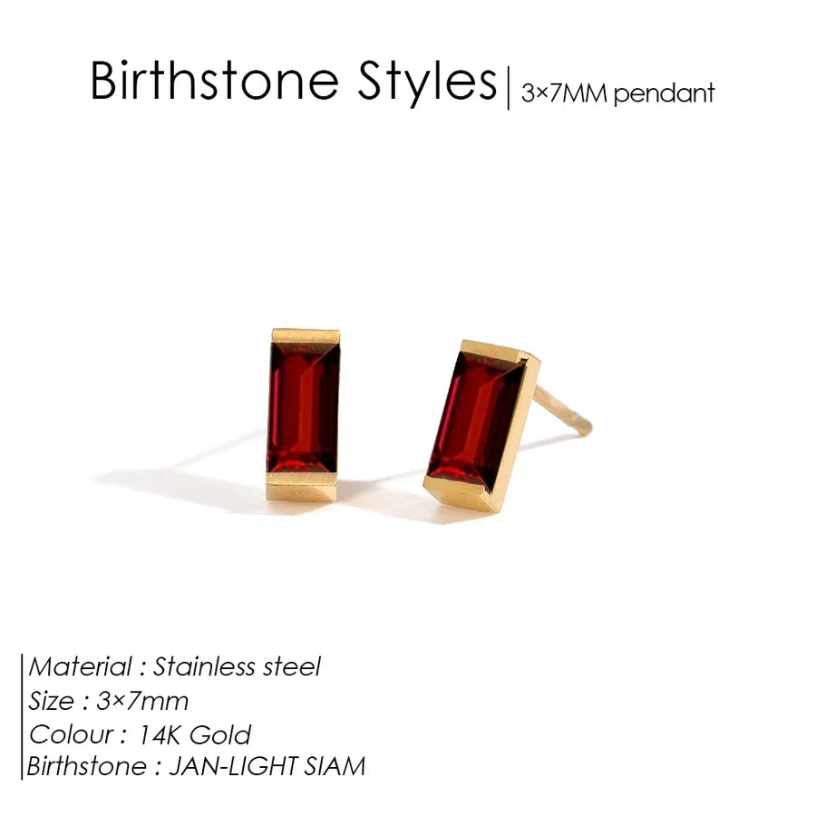 1 Pair Casual Vintage Style Classic Style Square Rectangle 304 Stainless Steel Birthstone Zircon Ear Studs