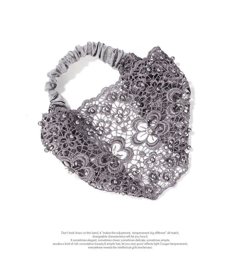 Plum Blossom Hollow Hair Band Nail Beads Shake Voice Internet Celebrity Wide Edge Pressed Hair Covering White Hair Headband Women's Headdress Headgear Hair Band