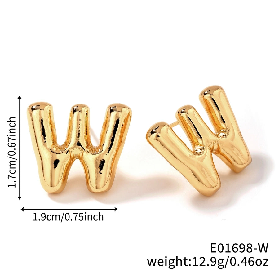 1 Pair Sweet Simple Style Shiny Letter Plating Copper K Gold Plated Ear Studs